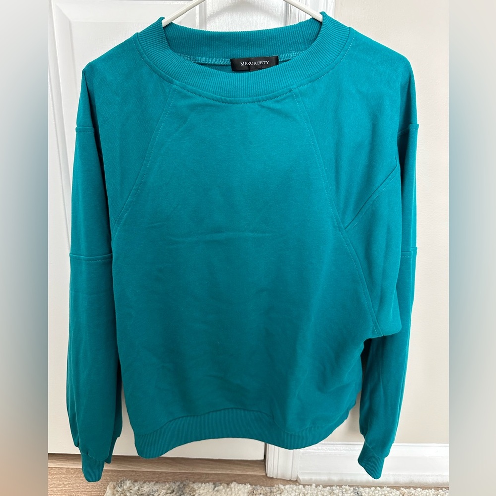 Merokeety Women's Casual Shirt Shorts Set - Size M Turquoise/Blue